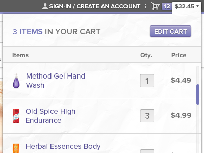 Cart Drop Down cart checkout sexy times