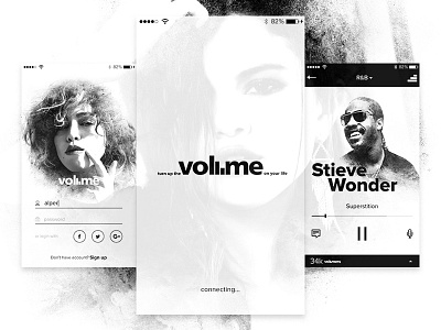 Volume Radio App app black clean design radio ui white