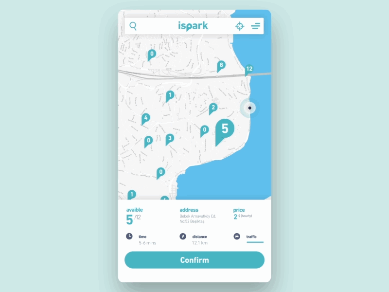 Ispark Mobile App Animation app car finder ispark istanbul map mobile park parking ui ux web