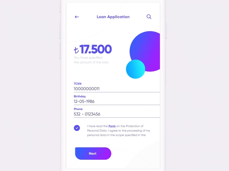 Loan Application - Animated android app bank credit design finance ios loan money swipe ui ux