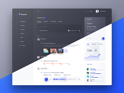 CRM Dashboard - Activity Page activity clean crm dark dashboard design feed light ui ux web