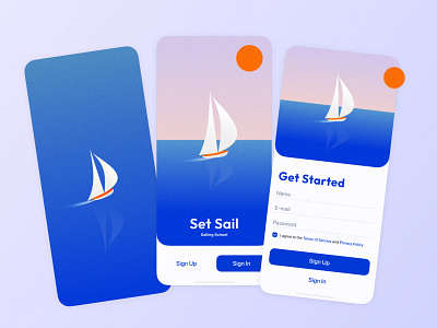 Set Sail App app design graphic design illustration mobile registration ui ux