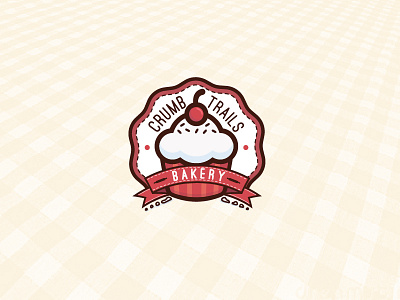 Crumb Trails Bakery badge baking cake cupcake pink