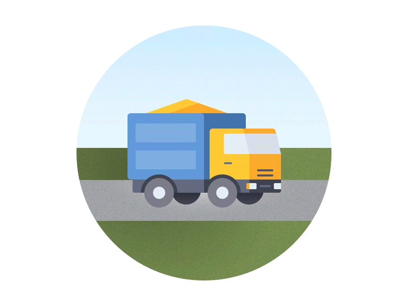 Cute KamAZ Truck animation flat illustration principle sketch ui vector