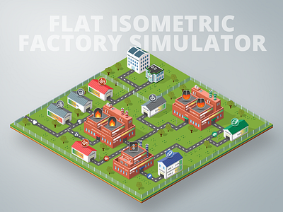 Isometric Factory Concept flat game illustraion illustrator isometric simulator web