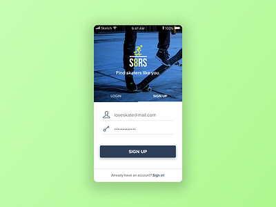 Daily UI #001 - Sign up app challenge daily form ios login sign skate skateboard skater ui up