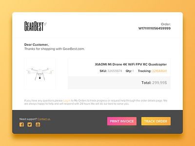 Daily UI #017 - Email Receipt 017 daily dailyui drone email order receipt ui ux