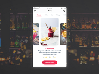 Daily UI #043 - Food/Drink Menu 043 app bar cocktail daily dailyui drink food menu order ui ux