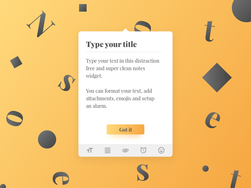 Daily UI #065 - Notes Widget typography clean minimal yellow free distraction widget notes ux ui daily dailyui