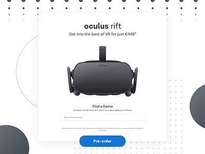 Daily UI #075 - Pre-Order concept dailyui facebook free oculus pop up pre order product purchase ui ux vr