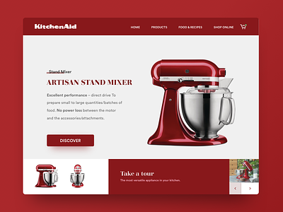 Daily UI 095 - Product Tour concept daily ui dailyui kitchen kitchenaid minimal product tour red redesign ui ux vintage