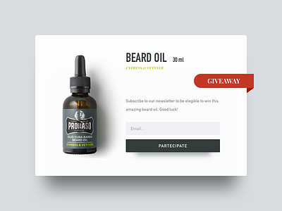 Daily UI 097 - Giveaway beard daily ui dailyui giveaway minimal newsletter oil product subscription ui ux