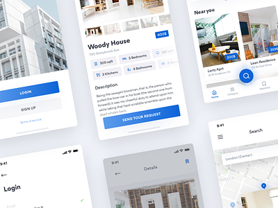 House Rent App 🏡 apartment app blur cards concept dailyui flat free freebie home house ios iphonex luxury minimal rent