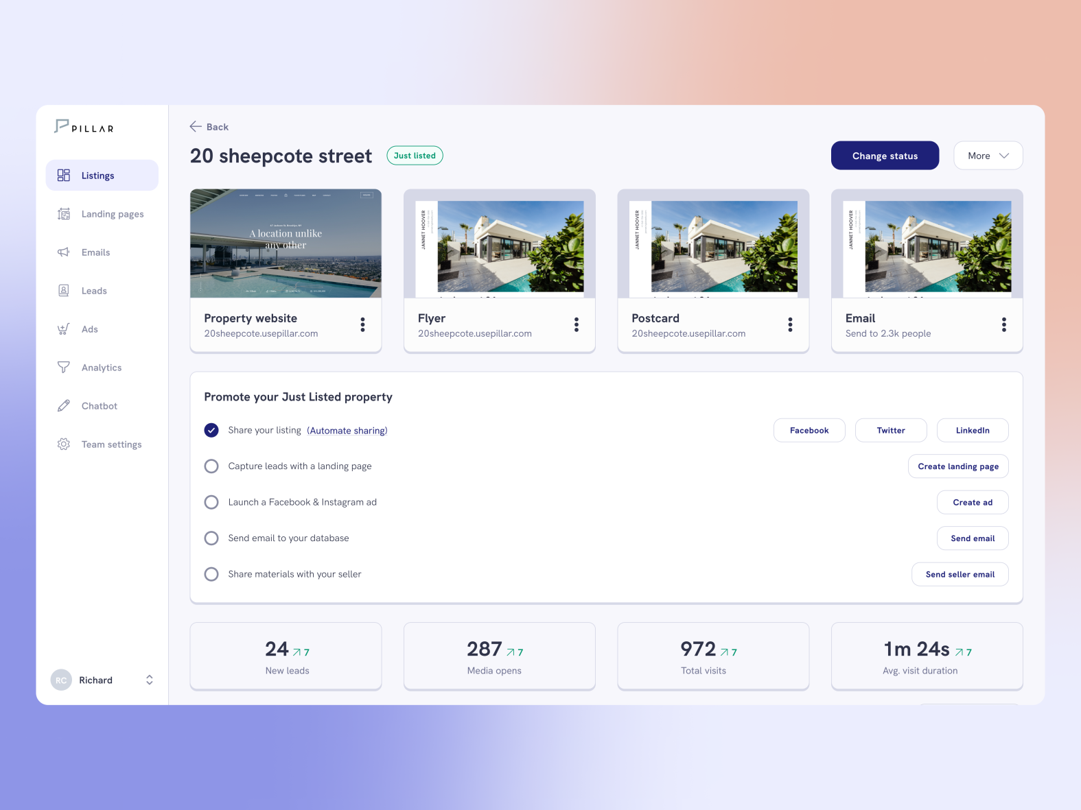 Pillar real estate marketing web app by Vytas Bu on Dribbble