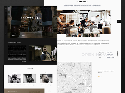 Barbershop website barber barbershop black dark design ui website white