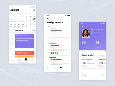 University app concept #2 app clean college design education learning learning management system lms mobile ngdle purple saas sketch student ui university ux white