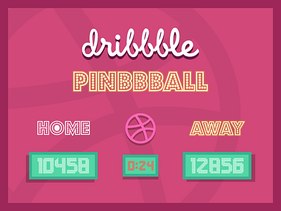 Dribbble Pinbbball dribbble flat game light lightbulb pinball pink purple score scoreboard vintage