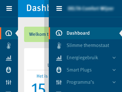 Dashboard Dark Sidebar dashboard energy flat design sidebar sidemenu thermostat