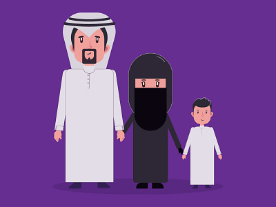 Arab family illustration