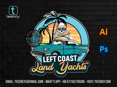 Left Coast Land Yachts #Logo #T_Shirt_Design apparel custom doodle art custom lettering design flat graffiti graffiti art graphic design illustration illustrator logo merchandise minimal print on demand svg t shirt trendy design typography vector