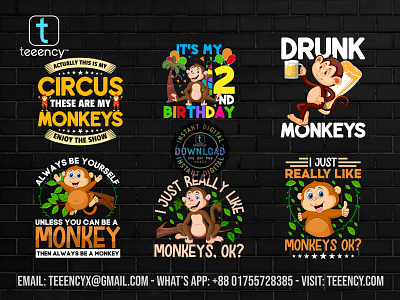 Monkey T Shirt Design Bulk T Shirt Design typography logo ui