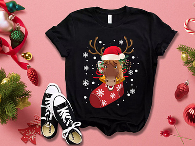 Horse Christmas T-shirt Design