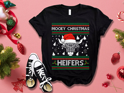 Mooey Christmas T-shirt Design