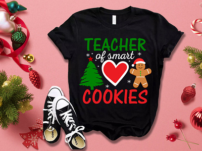 Teacher of smart cookies Christmas t-shirt Design branding bulk custom doodle art design graphic design illustration logo merch by amazon merch by amazon shirts print on demand tee tshirt typography vector