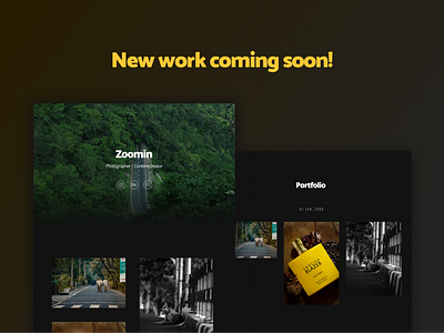 Zoomin | Coming Soon! black black and white clean dark design images photography portfolio professional ui web design