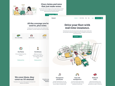 Rideshur – Landing pages agency agency branding agency landing page app clean colour green homepage illustration illustrations landing page london saas tech together ui ux web web design