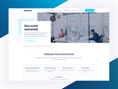 Adstream Global Website blue clean design homepage illustration typography web web design