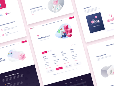 LogDNA Showcase about page homepage illustration isometric log management logdna pink pricing page