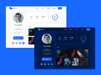 User Profile design ui web