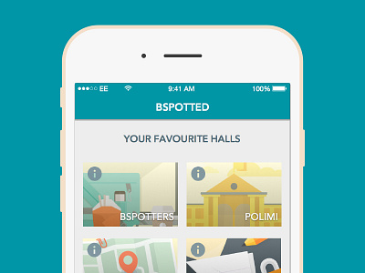 Bspotted Home app blue college flat home screen illustration ios iphone network post social university