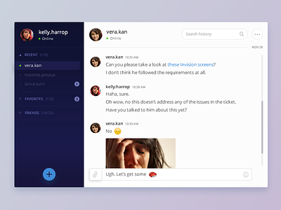 Direct Messaging :: Daily UI - 013 013 app chat daily desktop flat message redesign slack ui