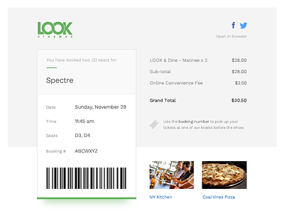 Email Receipt :: Daily UI - 017 017 barcode daily e-commerce email movie purchase receipt reservation ticket ui