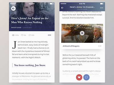 Blog :: Daily UI - 035 035 article blog card dailyui flat game of thrones ios material mobile post