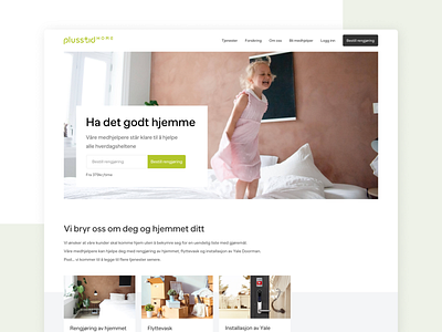 Plusstid Home — Website Hero cleaning desktop handyman home home screen house household landing page marketplace plusstid product design service provider services ui ux website