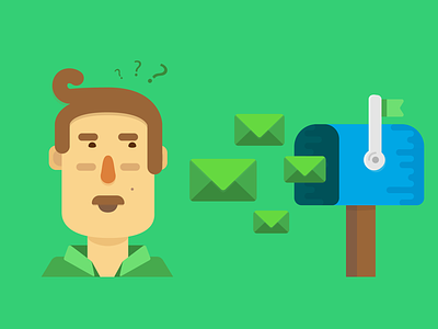 10 Email Habits Illo blue character email green guy illustration mail mailbox man marketing mustache person