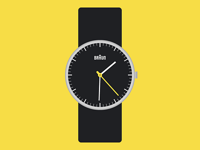 Braun Watch black braun design dieter flat german illustration industrial rams vector watch yellow