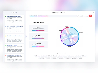 Natural Language Explorer clean colorful data visualization desktop diagram flat minimal modern natural language results sankey search simple tags web app