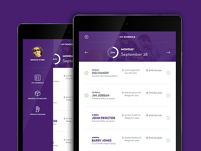 Technician Web App app clean comfort monster list mobile purple status web app