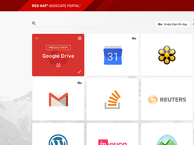 Company Portal clean dashboard desktop grid modern portal red tiles white