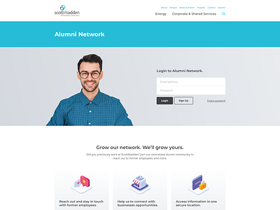 Alumni Network – Landing Page alumni blue clean desktop flat icons landing page minimal modern simple