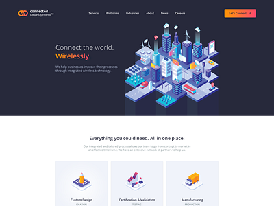 Wireless Technology Home Page clean colorful desktop flat gradient homepage icons isometric minimal modern simple wireless