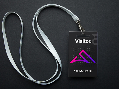 Visitor Pass badge black dark geometric gradient lanyard logo number pass pink print purple sans serif visitor