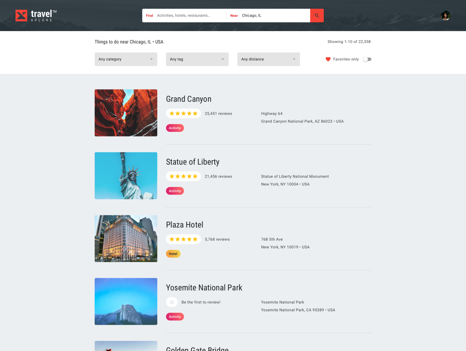 Trip Advising Web App – Listing Results by Mark Riggan on Dribbble