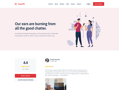 Moving Company - Customer Reviews clean colorful customers desktop flat illustrations minimal modern rating ratings reviews simple stars users