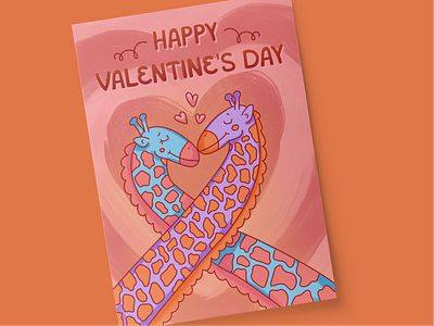 Valentine's Day 💗 2d illustration character design cute digital illustration giraffes hearts illustration love texture valentinesday valentinesday2022 vector art