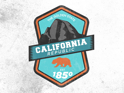 California State Badge bear california design graphic half dome illustration text typography vector